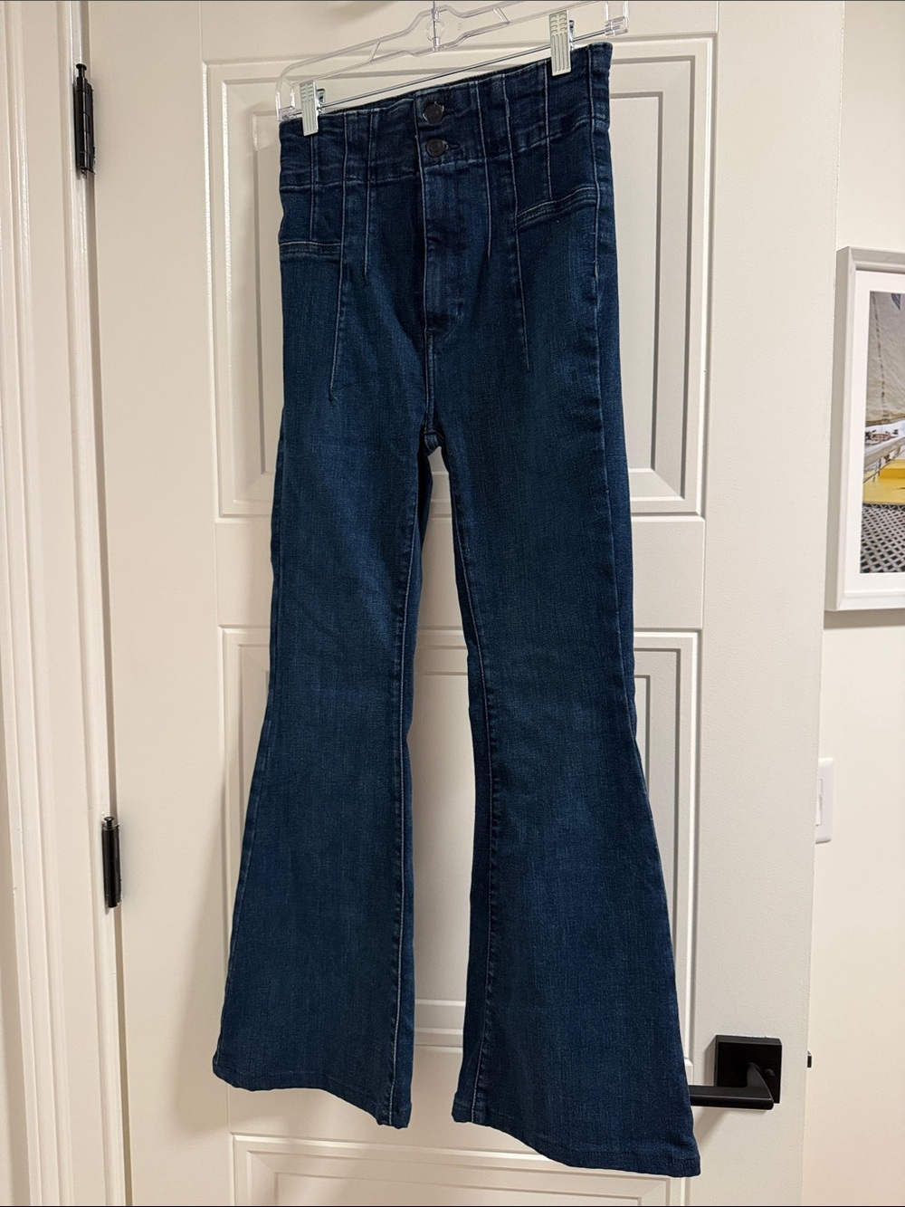 We The Free Dark Blue High-Rise Flare Jeans